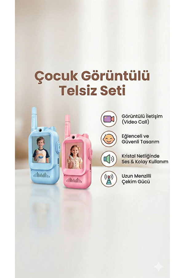 FaroxTech Çocuklar İçin Kameralı Telsiz Seti Görüntülü İletişim Walkie Talkie Eğitici Oyuncak