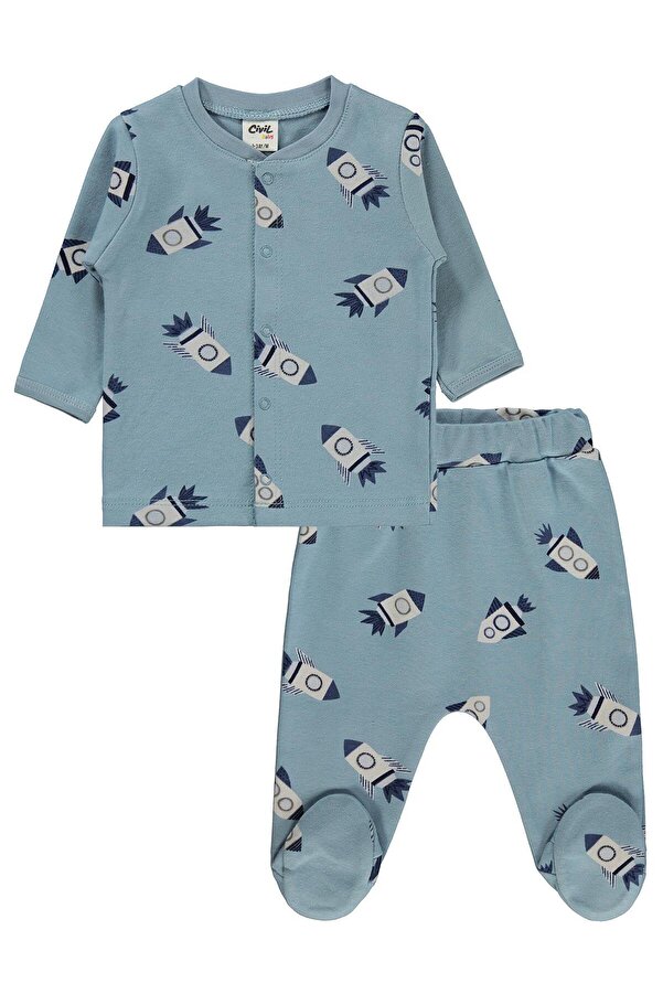 Civil Baby Roket Empirme 1-9 AY Pijama Takımı - Mavi 6-9 Ay