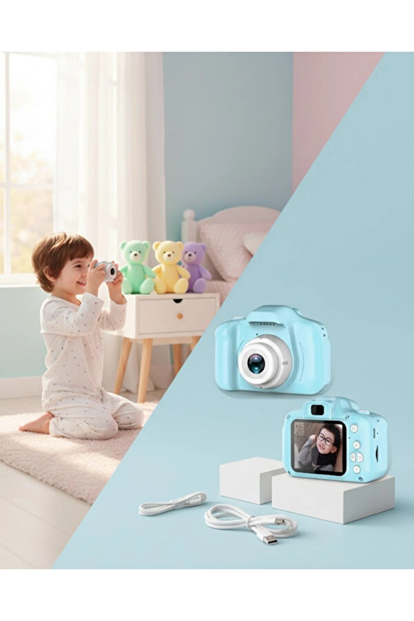 Marsilyan Mavi Mini Dijital Kamera Hd Video Ve Fotoğraf Çekimli Usb Şarjlı Kompakt Kayıt Cihazı