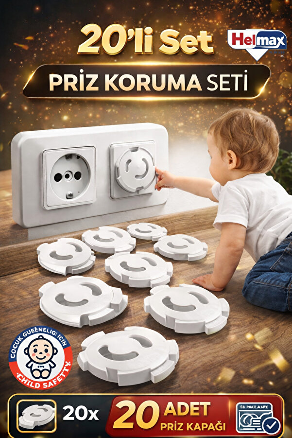 Helmax Priz Kapağı, Bebek Ve Çocuk Güvenlik Koruma Priz Kapatıcı, Priz Koruyucu 20'li