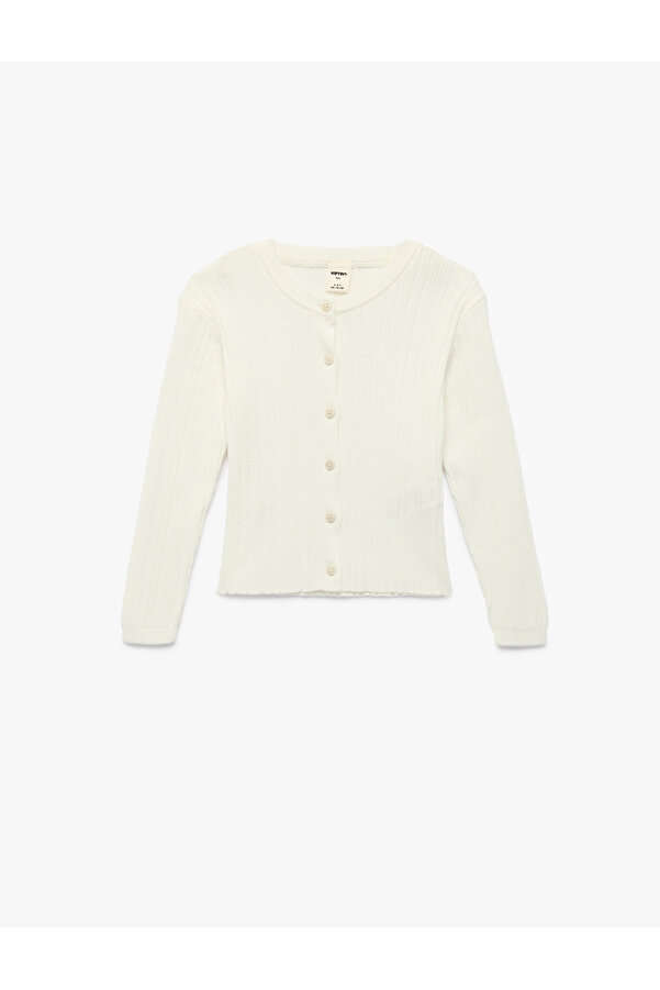 Koton Uzun Kollu Bisiklet Yaka Modal Karışımlı Dokulu Düğmeli Triko Hırka