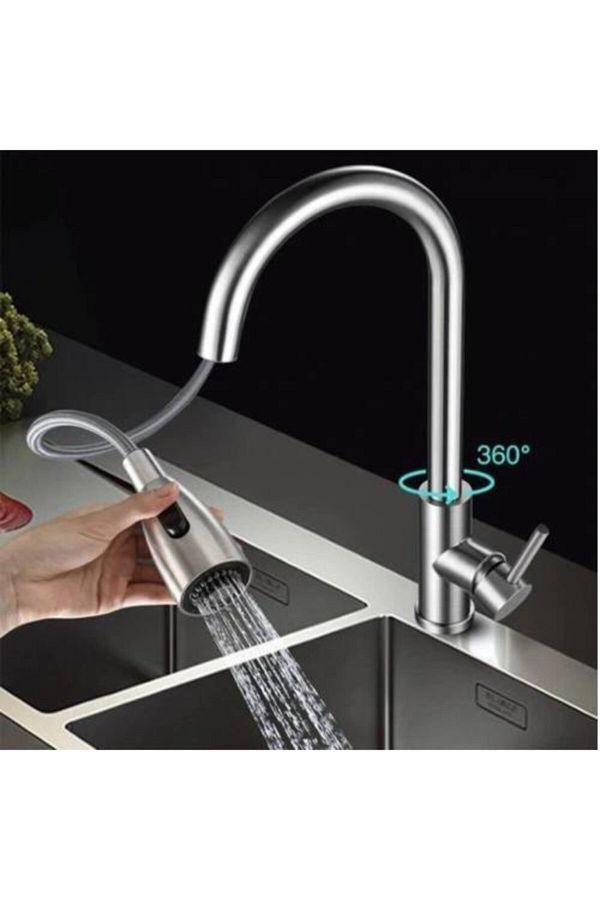 FLEKO-Extending Spiral Sink Faucet Inox, Kitchen Faucet with Extending Spiral Head 1