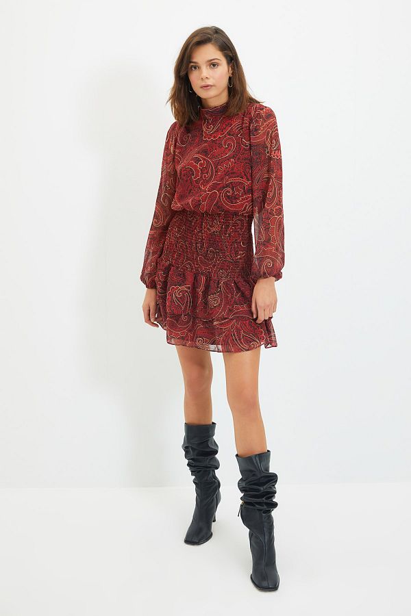 Trendyol Collection-Mehrfarbiges gewebtes Winterkleid mit Paisley-Muster TWOAW21EL1776 1