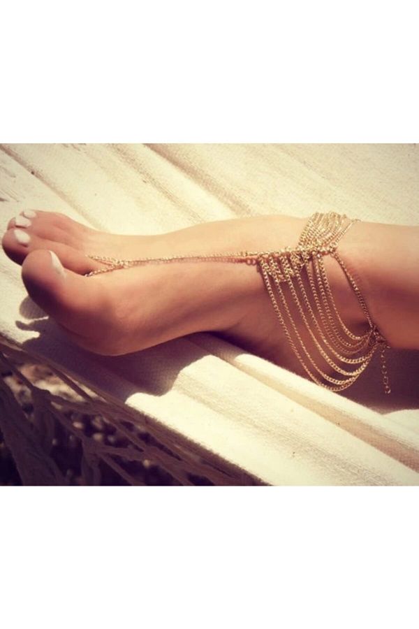 MisBoho-Non-Tarnish Gold Colored Multiple Chain Anklet 1