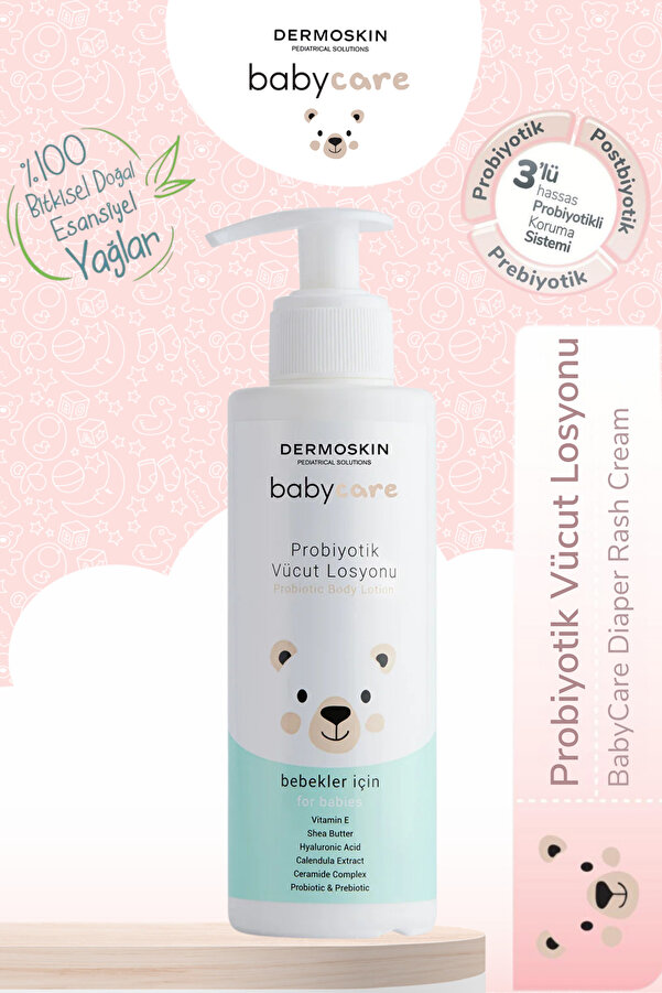 Dermoskin Babycare Probiyotik Vücut Losyonu | Bebek Vücut Nemlendirici Losyon | Hyaluronik Asit | 230 ml