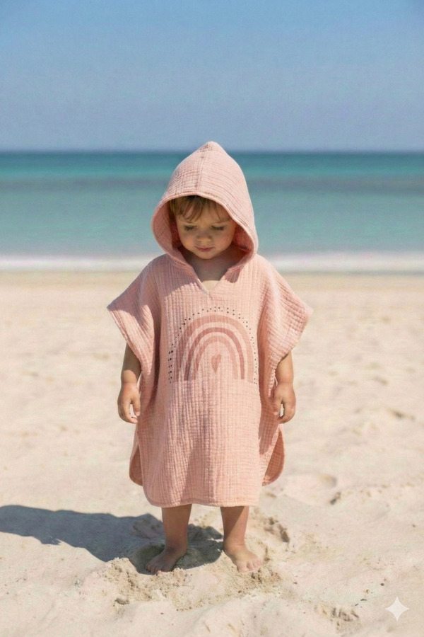 Tuğba Kuğu 4 Kat Müslin Panço - Policolor Serisi - Bow