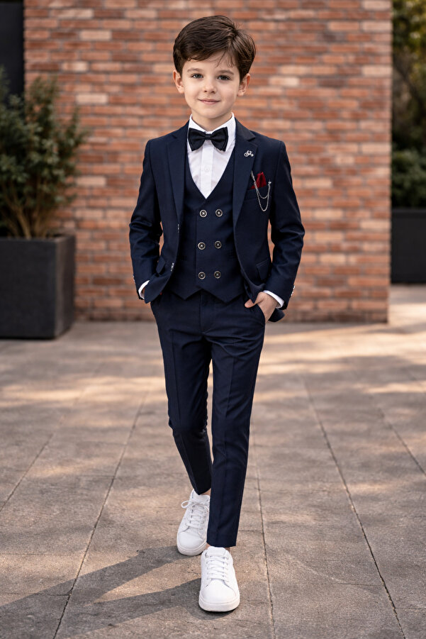 HAYTA Çocuk Takım Elbise Yelekli Gömlekli Set 1yaş-14yaş Silver lacivert