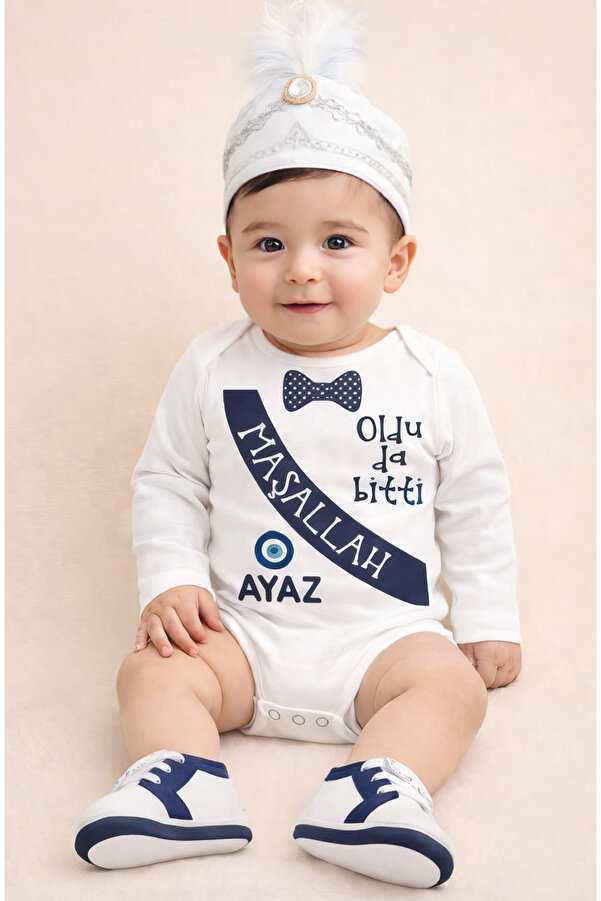 CACTUS COLLECTION Koala Baby SÜNNET MAŞALLAH OLDUDA BİTTİ YAZILI UZUN KOLLU Bebek Body Zıbın