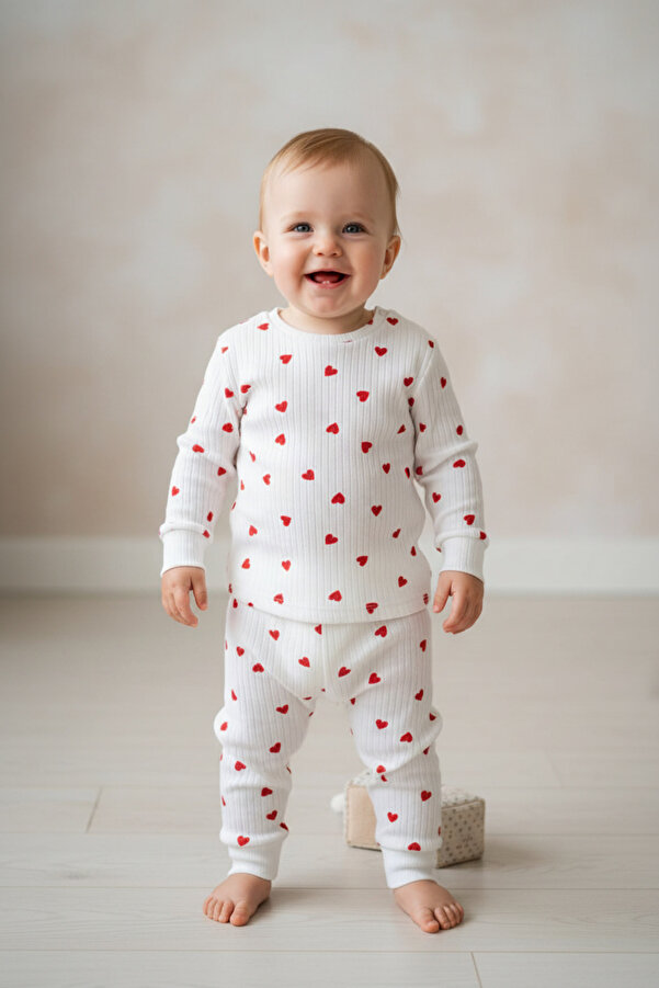 aden kids Raporlu Kumaş Desenli Çocuk Pijama Takımı