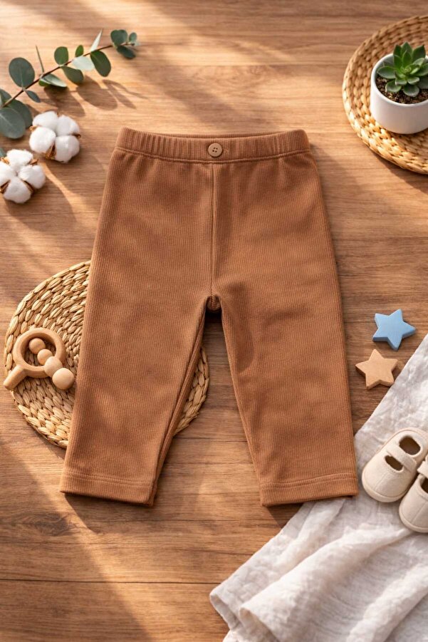 Nimini Kids %100 Pamuklu Düğme Detaylı Fitilli Bebek Tayt