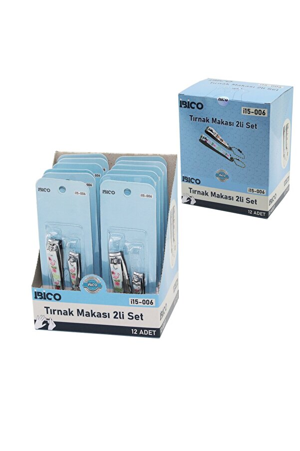Greathings İBİCO İ15-006 ( 2PCS ) ( RENKLİ DESENLİ ) TIRNAK MAKASI SETİ ( 1-BÜYÜK & 1-KÜÇÜK )*12X30