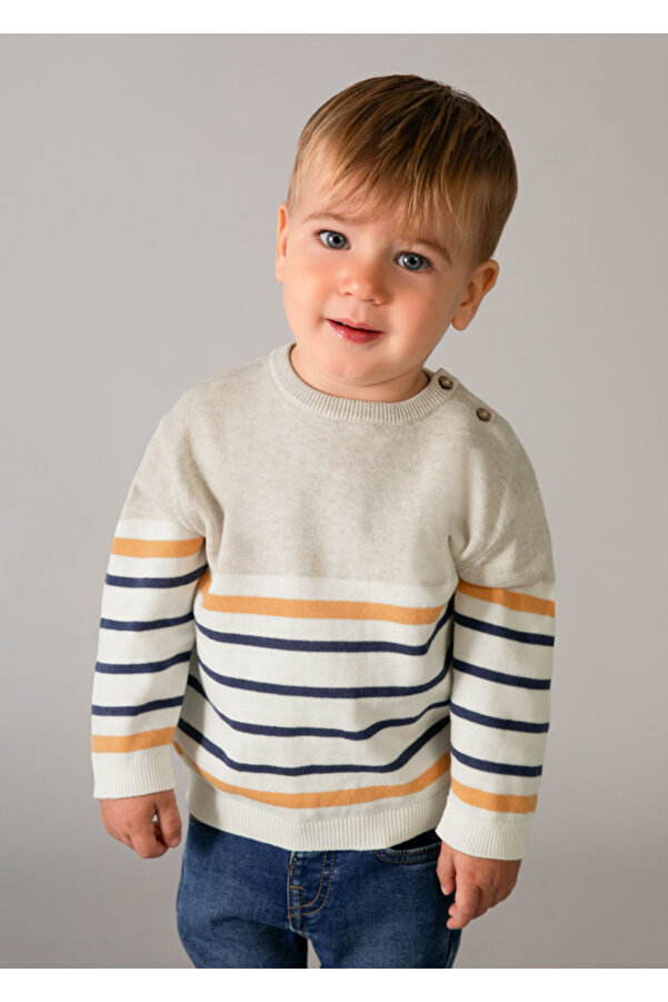 Mayoral Erkek Bebek Çizgili Kazak Krem 1309