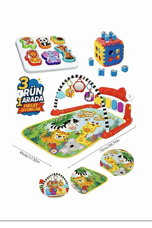 BYZ TOYS Piyanolu Oyun Halısı Müzikli Jimnastik Merkezi Bultak set