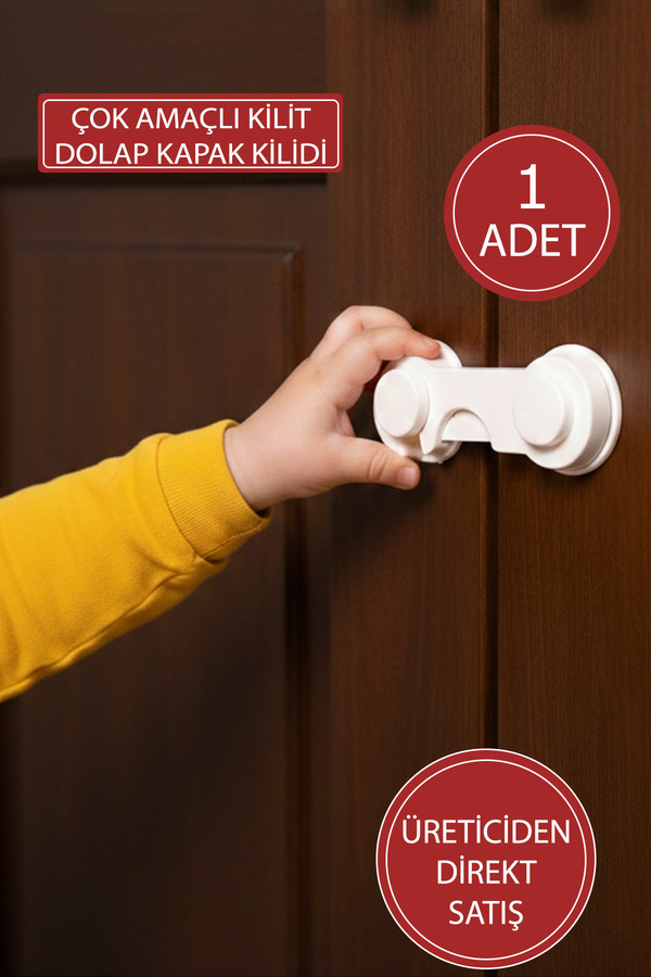 İdeal Baby 1 Adet Güvenlik Emniyet Kilidi Çok Amaçlı Çekmece Kilidi Dolap Fırın Buzdolabı Kilidi Evde Güvenlik