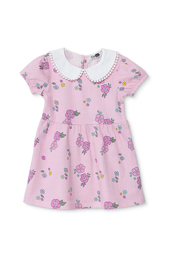 ebebek Hello Baby HelloBaby Kız Bebek Elbise Çiçek Baskılı Düğmeli Gömlek Yaka Kısa Kol