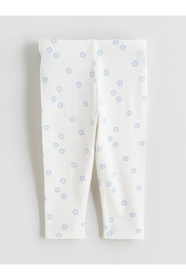 LC Waikiki LCW babyEkru Beli Lastikli Çiçekli Kız Bebek Tayt