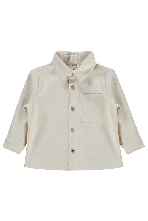 Civil Baby Basic Cepli 6-18 Ay Gömlek - Ekru 9-12 Ay