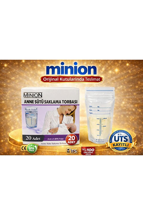 Minion Bebeğim Anne Sütü Saklama Torbası 20'li