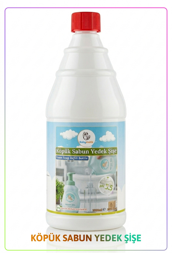 BabyMatik El Yıkama Köpüğü Yedek Şişe, Ph5.5, Çoçuk Ve Hassas Ciltler Için Özel Formül, 1000mL