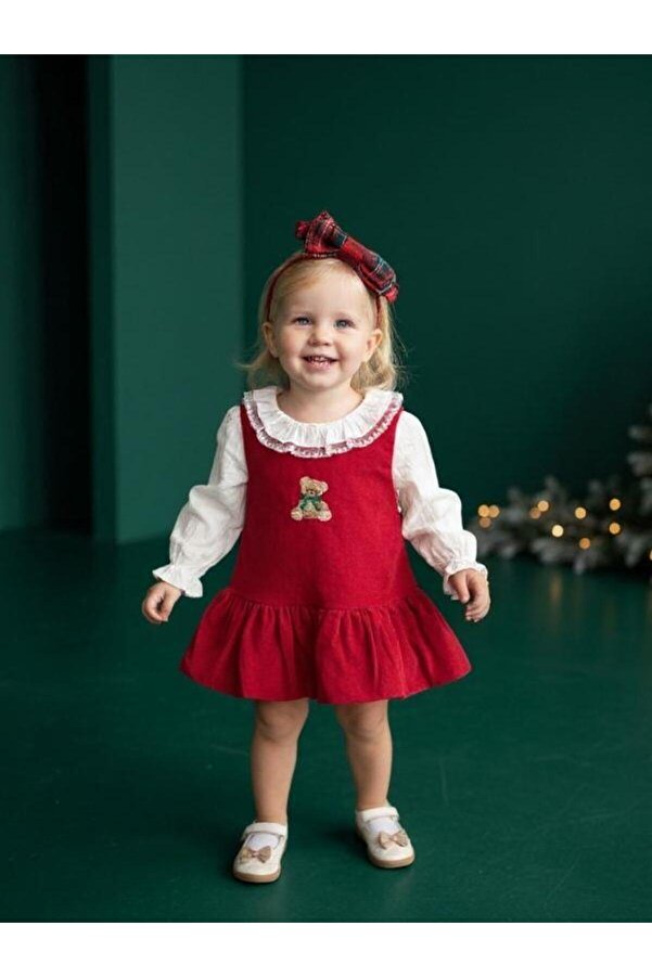 Zekids Kız Bebek Kadife Jile ve Bluzlu Takım