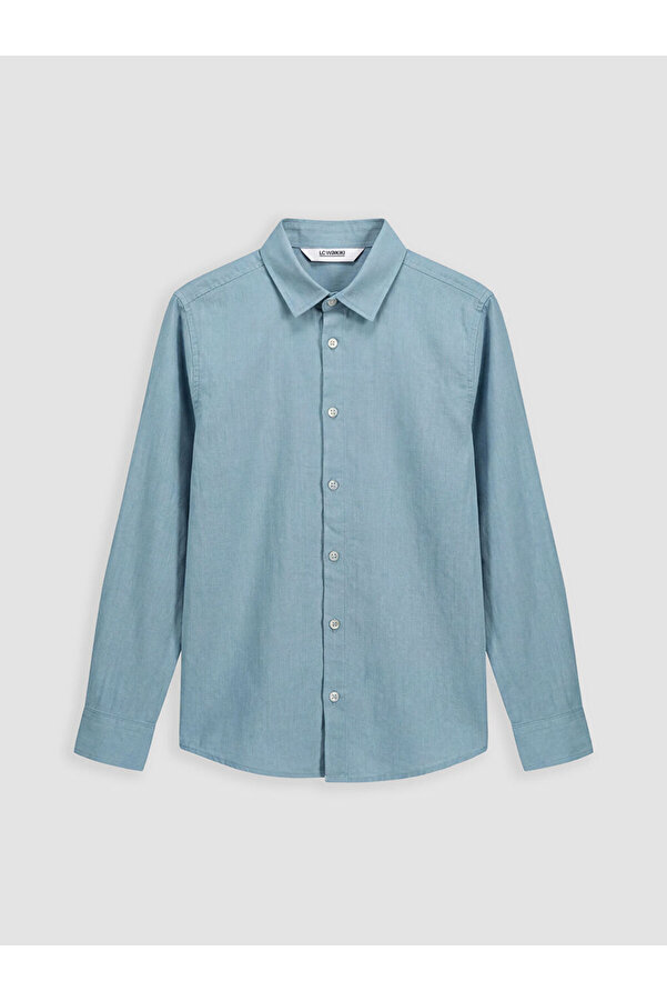 LC Waikiki LCW Kids Mavi Uzun Kollu Erkek Çocuk Poplin Gömlek