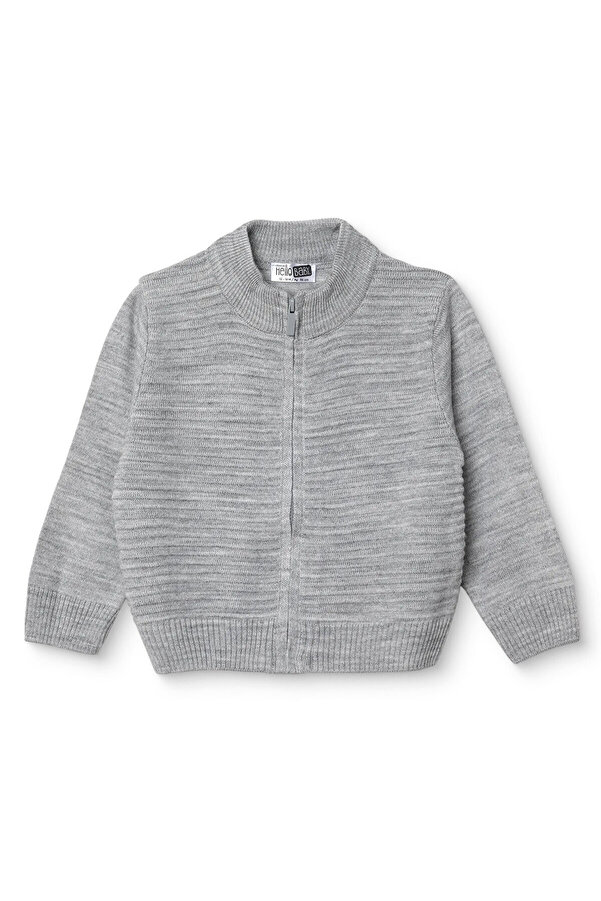 ebebek Hello Baby HelloBaby Erkek Bebek Triko Hırka Fermuarlı Bisiklet Yaka Uzun Kol