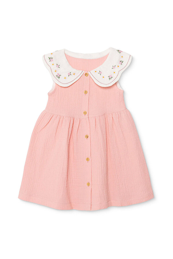 ebebek Hello Baby HelloBaby Kız Bebek Elbise Çiçek Baskılı Düğmeli Bebe Yaka Atlet Reçme