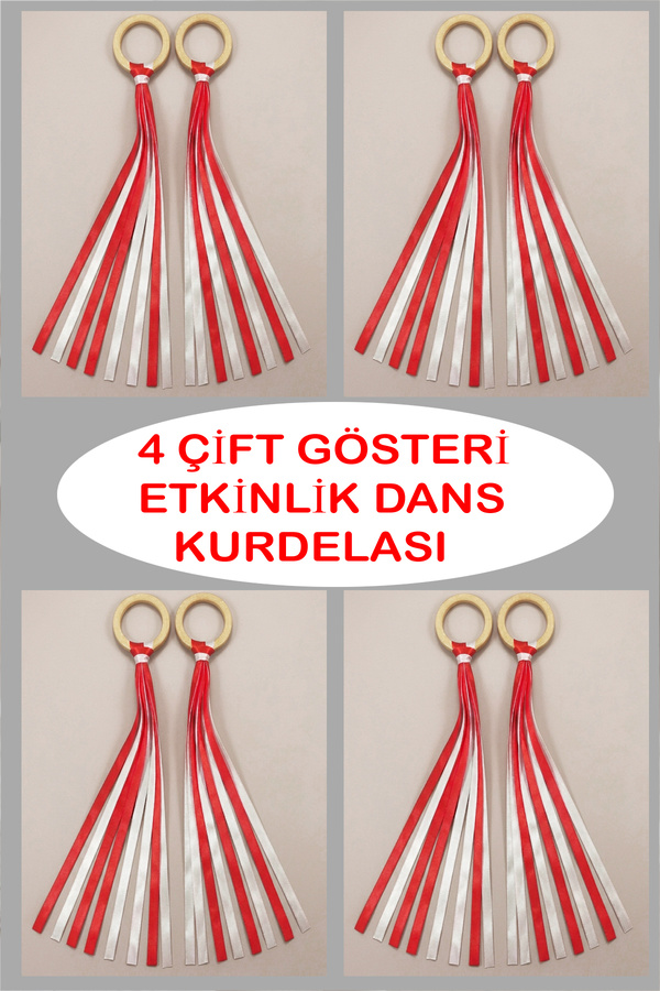 Leiste 4 Çift Kırmızı Beyaz Jimnastik Dans Gösteri Kurdelesi Ponpon Aktivite Etkinlik 23 Nisan 19 Mayıs
