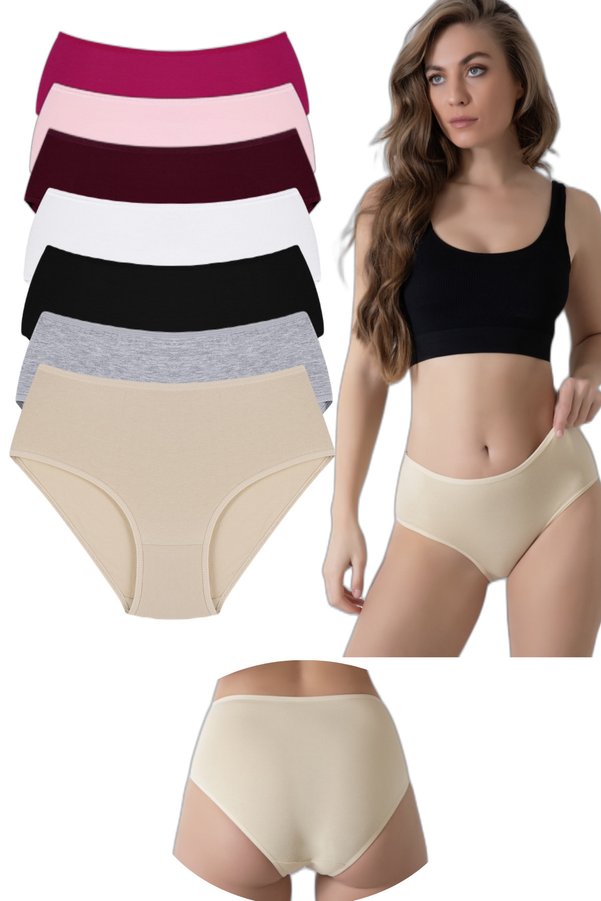 Sinem Yıldız Çamaşırları 100% Cotton High-Waist Women's Bato Briefs 7-Piece package SNM-7KLT