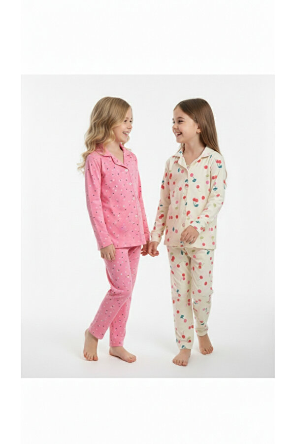 DANBİ Kız Çocuk 4,5,6,7,8,9,10,11 Yaş Mevsimlik Pijama Takımı 2'li Set