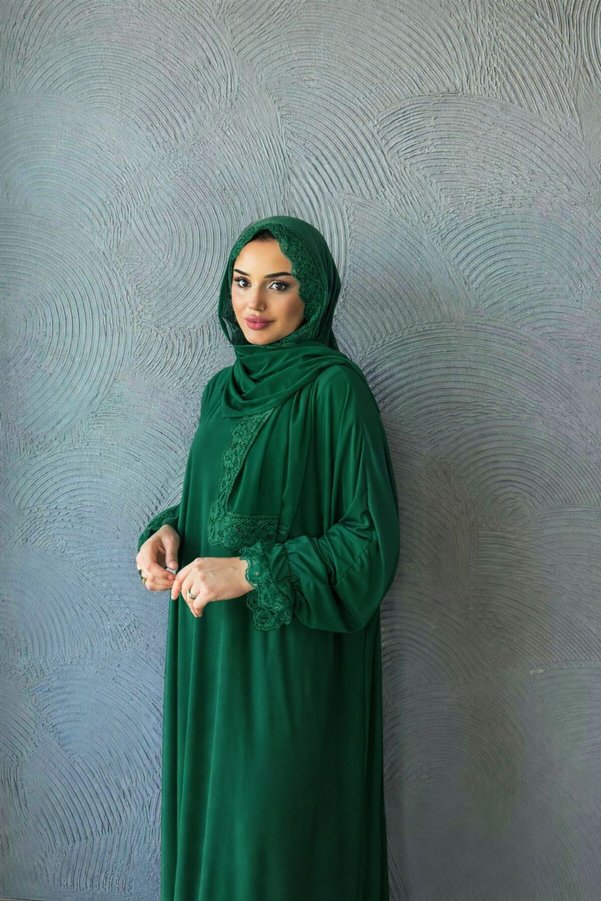 Bess Store Women's Hijab Prayer Dress Green