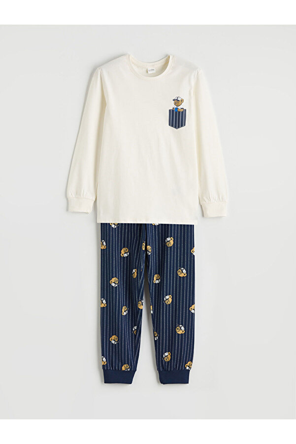 LC Waikiki Baskılı Bisiklet Yaka Erkek Çocuk Pijama Takımı (S6)