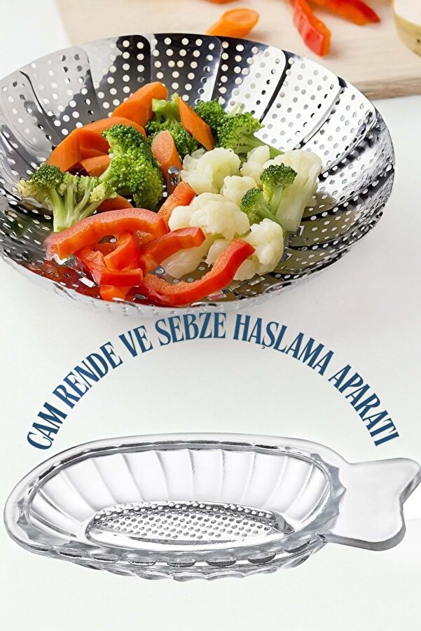 FeyzaDesign Bebek Ek Gıda Hazırlık Seti 2'li: Buharda Sebze Haşlama ve Cam Rende