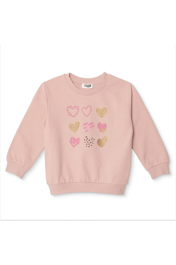 ebebek Hello Baby HelloBaby Kız Bebek Sweatshirt Kalp Baskılı Bisiklet Yaka Uzun Kol