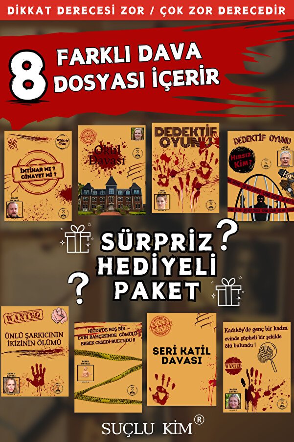 Suçlu Kim Dedektiflik Suç Çözümleme-suçluyu Bulma-dedektif Oyunu-cinayet Çözme-dedektif Oyunu-kutu Oyunu-8'li.
