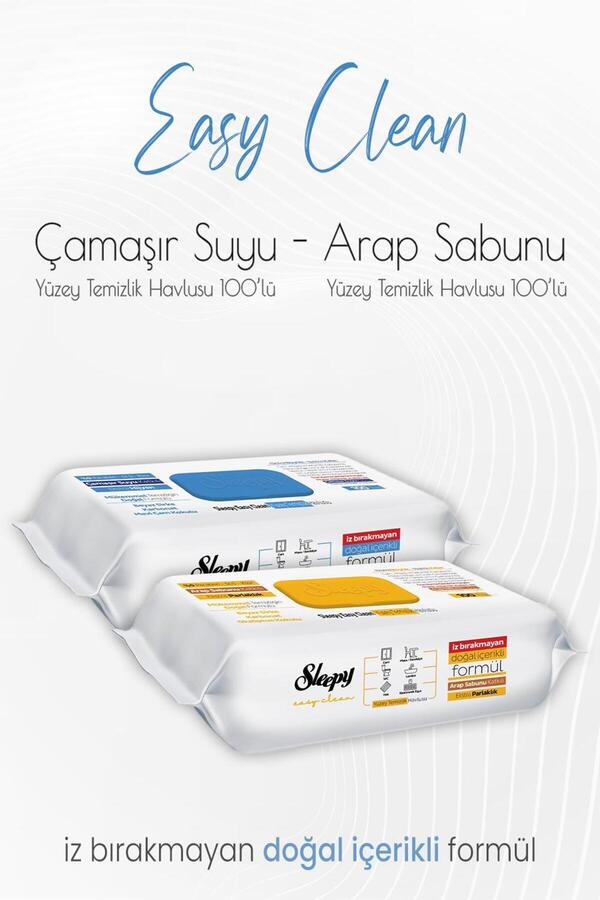Sleepy Easy Clean Yüzey Temizlik Havlusu Çamaşır Suyu Ve Arap Sabunu Katkılı 100x2