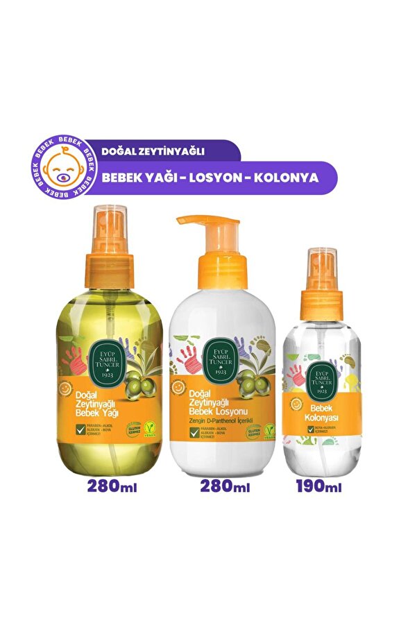 Eyüp Sabri Tuncer Bebek Yağı 280 ml, Kolonyası 190 ml ve Losyonu 280 ml