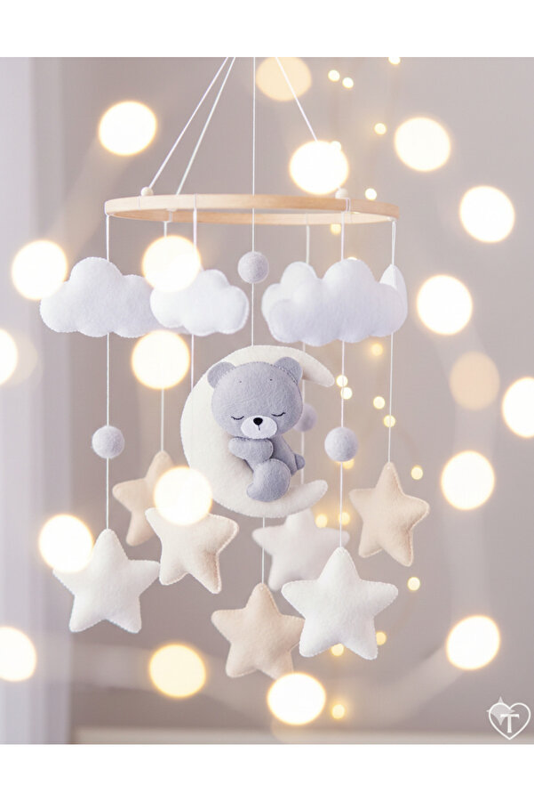 TREND METFİQ DECORATİON Keçe Bebek Dönencesi (El Yapımı) - Eğitici Beşik Üstü Oyuncak ve Bebek Odası Dekorasyonu hediye