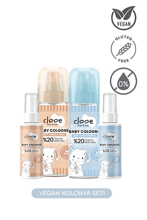 clooe Vegan Kolonya Seti - Soft Cotton Feel, Soft Vanilla Milk