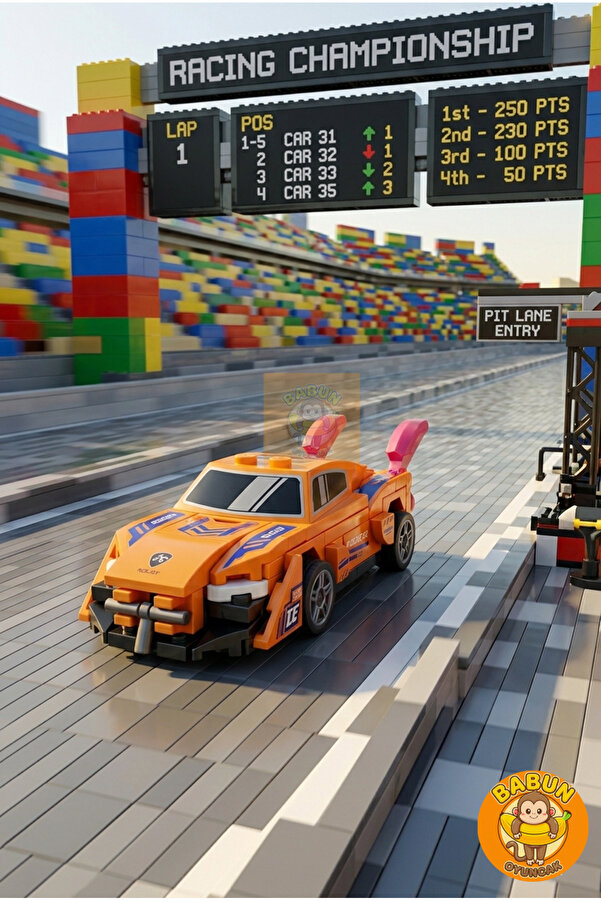 SPEED Bricks Mini Lego Araba Yapı Blok Seti - Çek-Bırak Spor Araba Yapım Seti -Speed Turuncu (76 Parça)