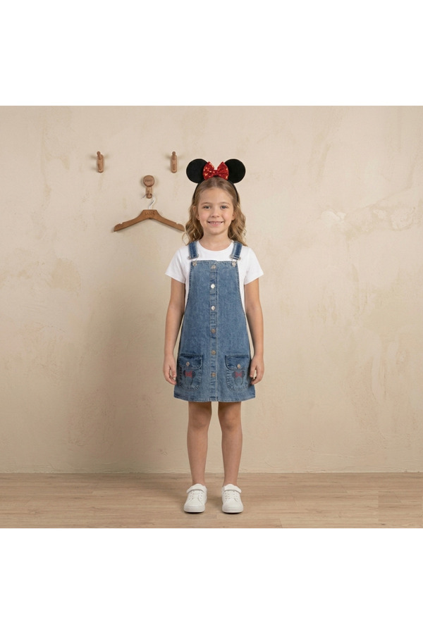 Aymini Kids KIZ ÇOCUK MİKİ TAÇLI VE TAŞ DESENLİ KOT DENİM JİLE