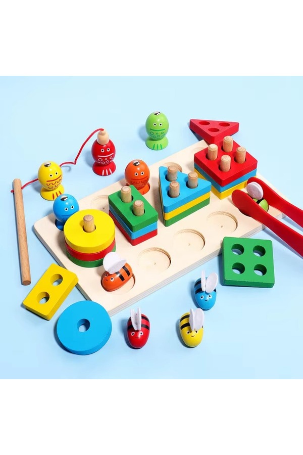 tinymaya Ahşap Montessori Eğitici Oyuncak 3’ü 1 Arada, Zeka Geliştirici Aktivite Seti