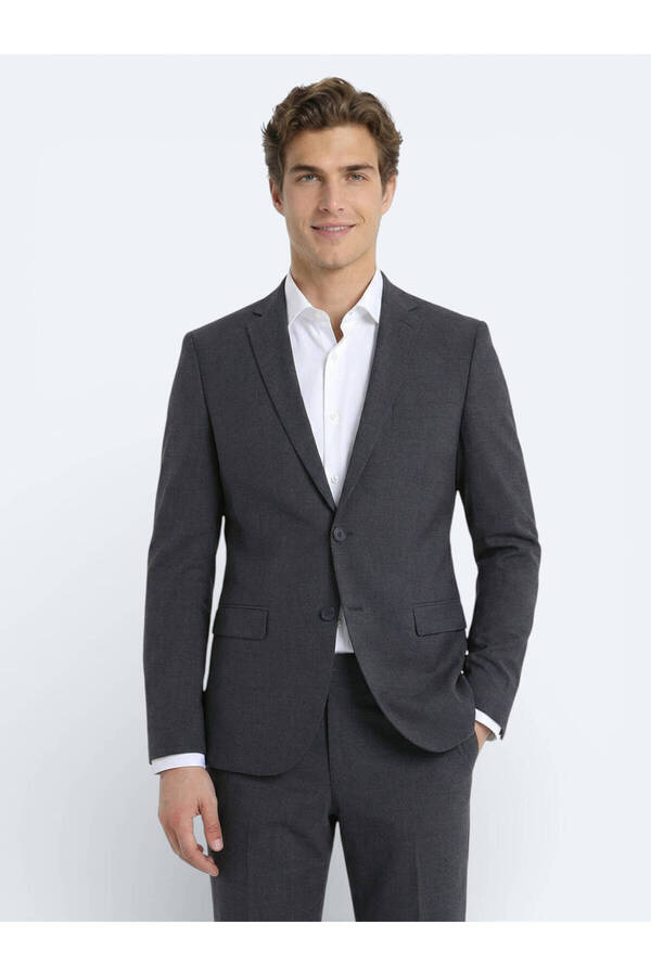 Kip Anthracite Plain Wool Blend Suit