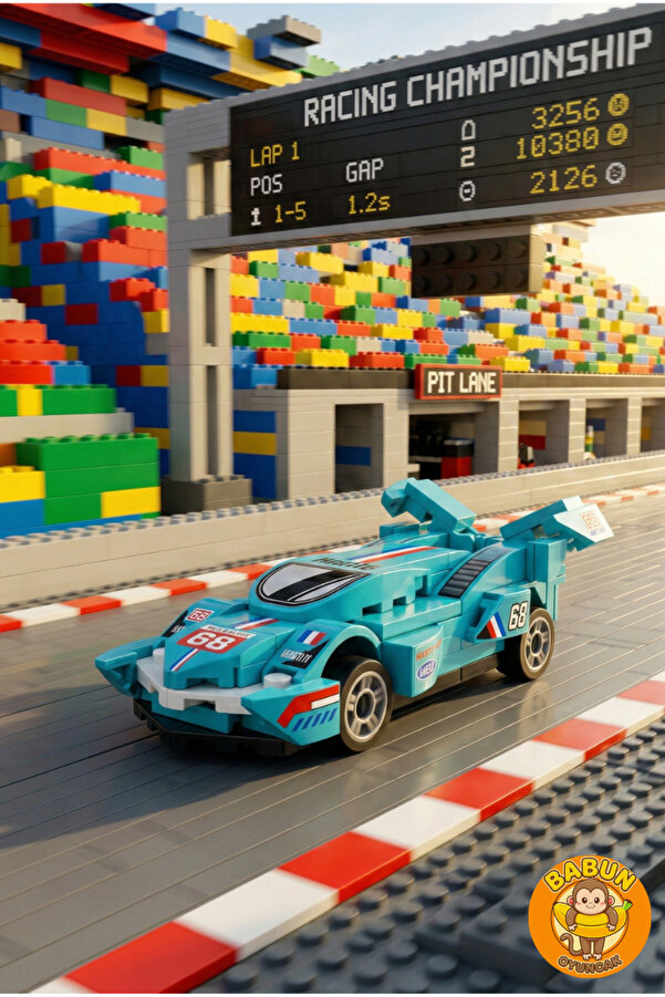 SPEED Bricks Mini Lego Araba Yapı Blok Seti - Çek-Bırak Spor Araba Yapım Seti -Speed Turkuaz (86 Parça)