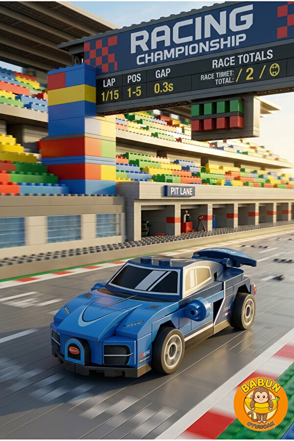 SPEED Bricks Mini Lego Araba Yapı Blok Seti - Çek-Bırak Spor Araba Yapım Seti -Speed Lacivert (64 Parça)