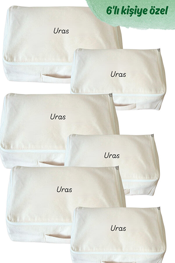 Mama Yoyo Baby Kids 6lı Kişiye Özel Anne Bebek Doğum Hastane Düzenleme Bavul Çantası Içi Düzenleyici NAKIŞLI