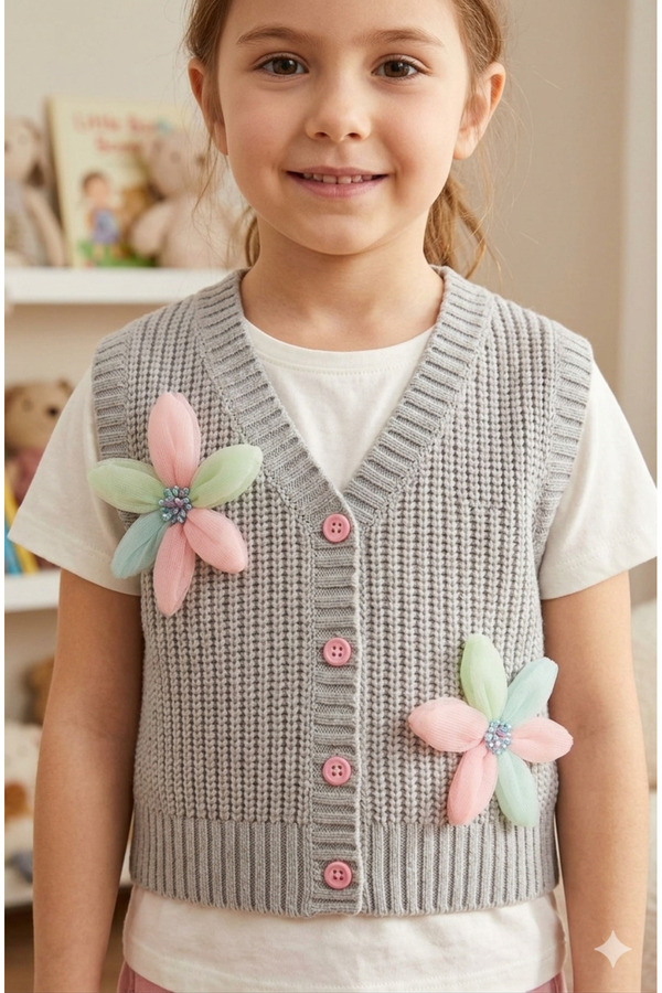 BABYLY Bebek ve çocuk triko Yeleği 1.2.3.4.5.yaş dikişsiz