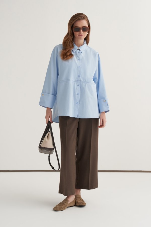 ebu prive Women's Oversized Cufflinks Shirt Light Blue