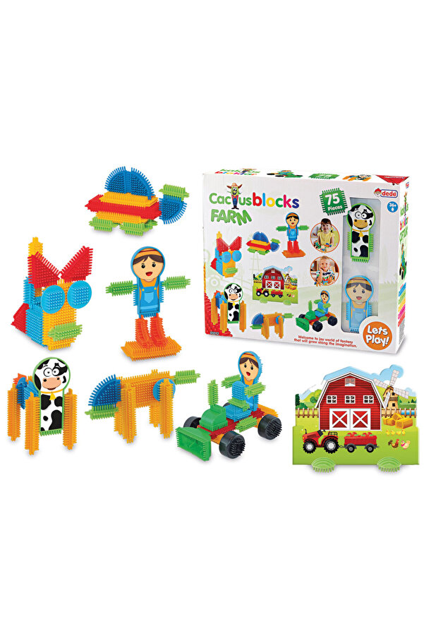a v d a 75 Parça Çiftlik Kaktüs Blok Seti Renkli Kaktüs Bloklar Yapı Oyuncağı