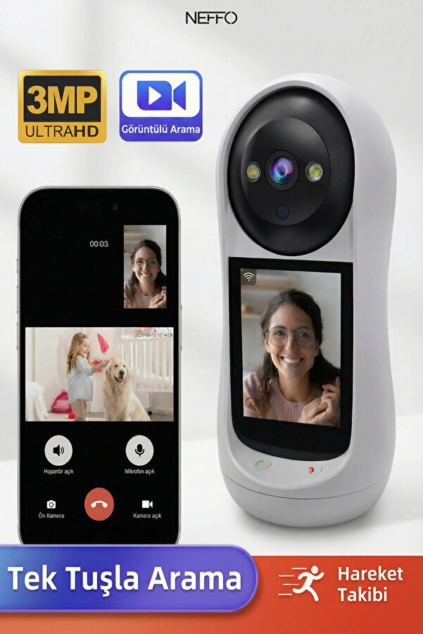 NEFFO LCD Ekranlı Görüntülü Konuşma Uzaktan İzleme Bebek Odası Kamerası Akıllı 1080P İP Güvenlik Kamera